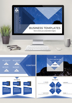 Business Report Blue Style PowerPoint Template 002