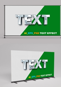 Text Effect Silver 3D Metallic Gradient Style 2406049