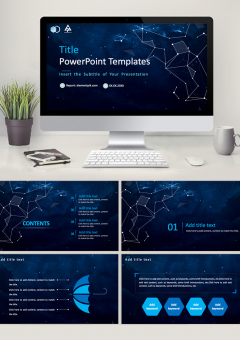 Technology Blue Background PowerPoint Template 008