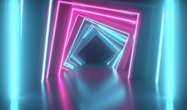 Abstract Neon Square Tunnel Technological Endless 110724027