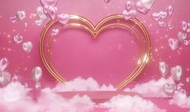 Gold Heart Shape With Cloud Background Wedding Loop 280624004