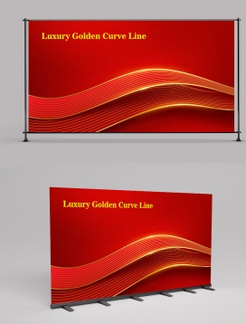 Luxury Golden Curve Line Red Background With Glitter Light Effects Elements 2406015