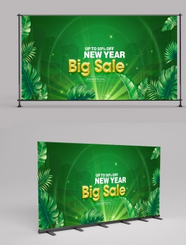 New Year Bigsale Green Background 2406017