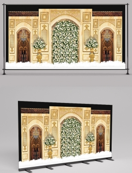 Flower Wall Castle Wedding Theme 2406001